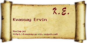 Kvassay Ervin névjegykártya